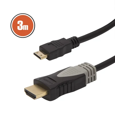 Mini HDMI kábel, 3 m, aranyozott csatlakozóval