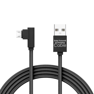 Adatkábel - MicroUSB, Gamer 90°-os kialakítás, fekete - 2 m - 2 A
