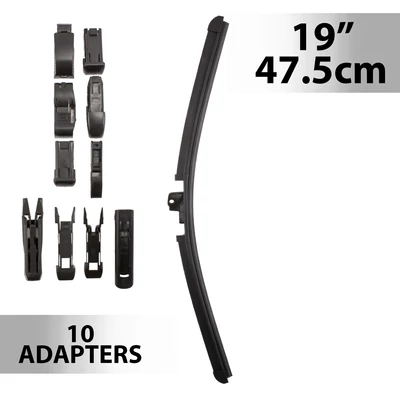 Ablaktörlő 19"/47,5 cm - 10 db adapterrel
