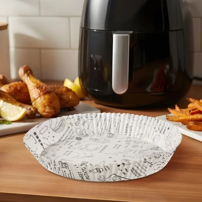 Air fryer sütőpapír (olaj nélküli sütőhöz, mintás, kör, 23 cm, 50 db / csomag)