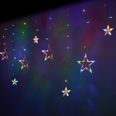 LED csillagfüggöny 2.5m 138LED - többszínű