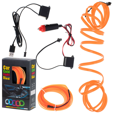 LED környezeti világítás autóhoz / auto USB / 12V szalag 5m narancssárga