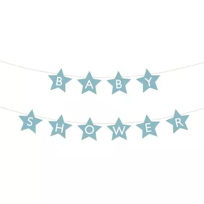 Csillag alakú banner függőlánc babaköszöntőhöz - világoskék