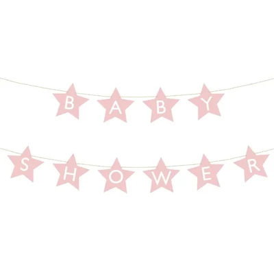 Csillag alakú banner függőlánc babaköszöntőhöz - fényes rózsaszín
