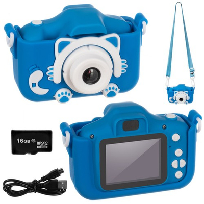 Gyermek fényképezőgép HD képernyővel (1080P) kék