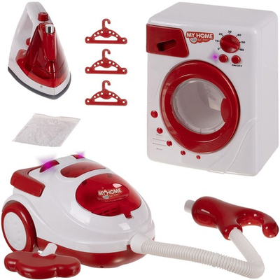 3 az 1-ben háztartási gépek gyerekeknek: porszívó, vasaló, mosógép