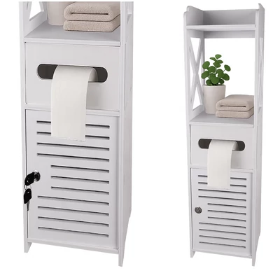 Zárható fürdőszobaszekrény WC-papír tartóval