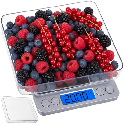 Ruhhy konyhai mérleg LCD kijelzővel, 2 tállal, 2 kg