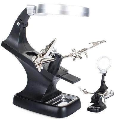 Nagyító tartó csipeszekkel