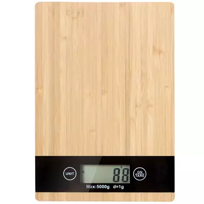 Bambusz LCD konyhai mérleg 5 kg-ig