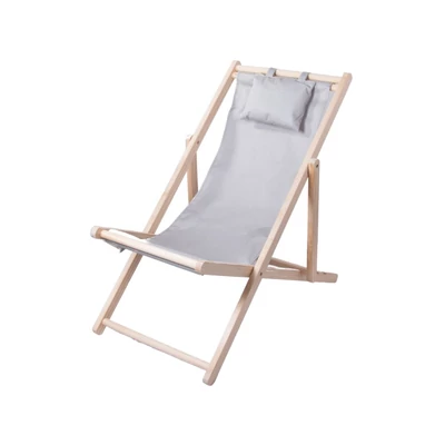 Összecsukható kerti nyugágy párnával, szürke színben