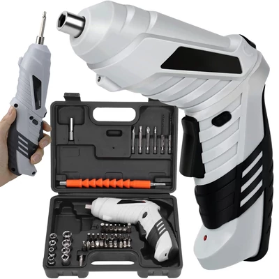 Akkumulátoros csavarozó készlet USB töltővel, műanyag bőröndben