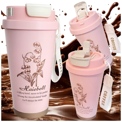 Termoszpohár szívószállal, 530 ml, rózsaszín