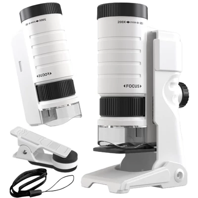 Mobiltelefonra rögzíthető mikroszkóp, 60-200-szoros nagyítás