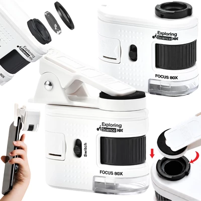 Mobiltelefonra rögzíthető mikroszkóp, 80-szoros nagyítás
