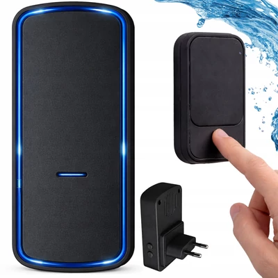 Vezeték nélküli, kinetikus működésű csengő, 130 méter, fekete