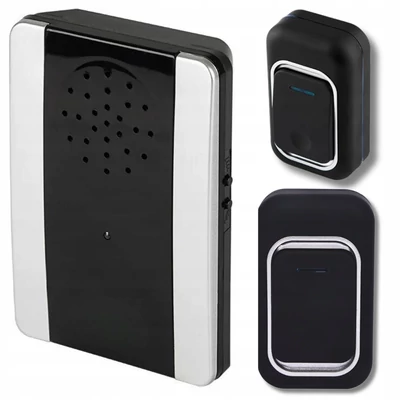 Vezeték nélküli elemes csengő 2 gombbal, rögzítőkkel, 300 méter