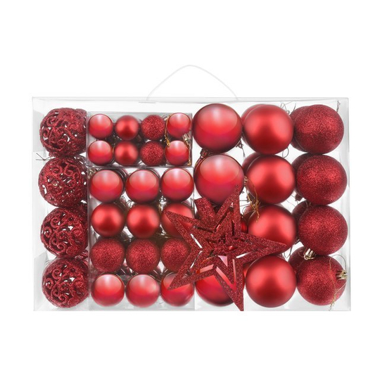 100 db-os karácsonyi díszgömbök (piros)