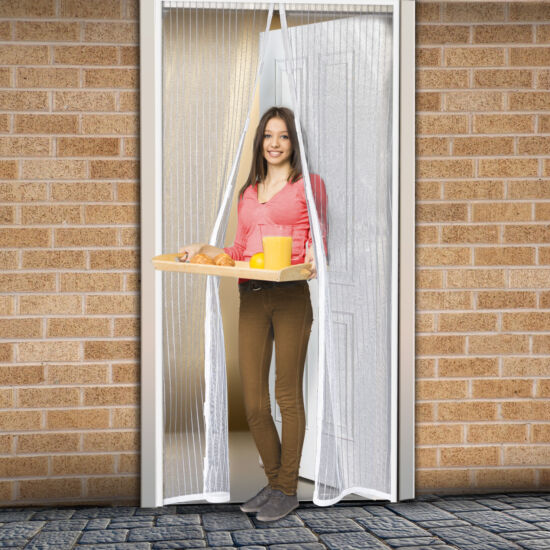 Szúnyogháló függöny ajtóra (mágneses, 100 x 210 cm, fehér)