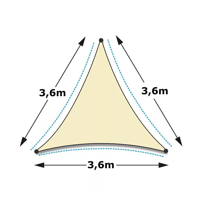 Prémium napvitorla (világos homok színben, 3,6 x 3,6 x 3,6 méteres)