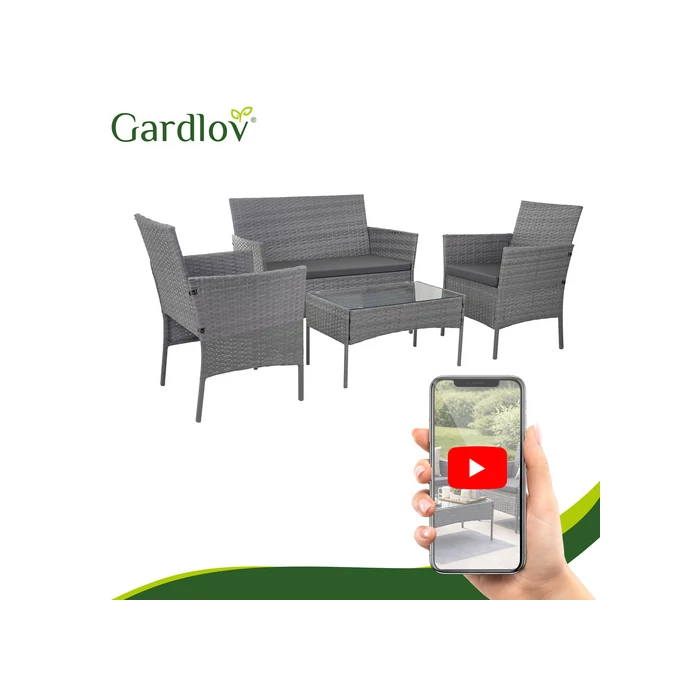 Rattan kerti bútor szett - sötétszürke
