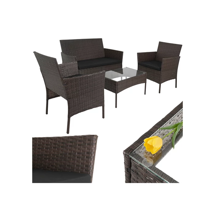 Rattan kerti bútor szett - barna