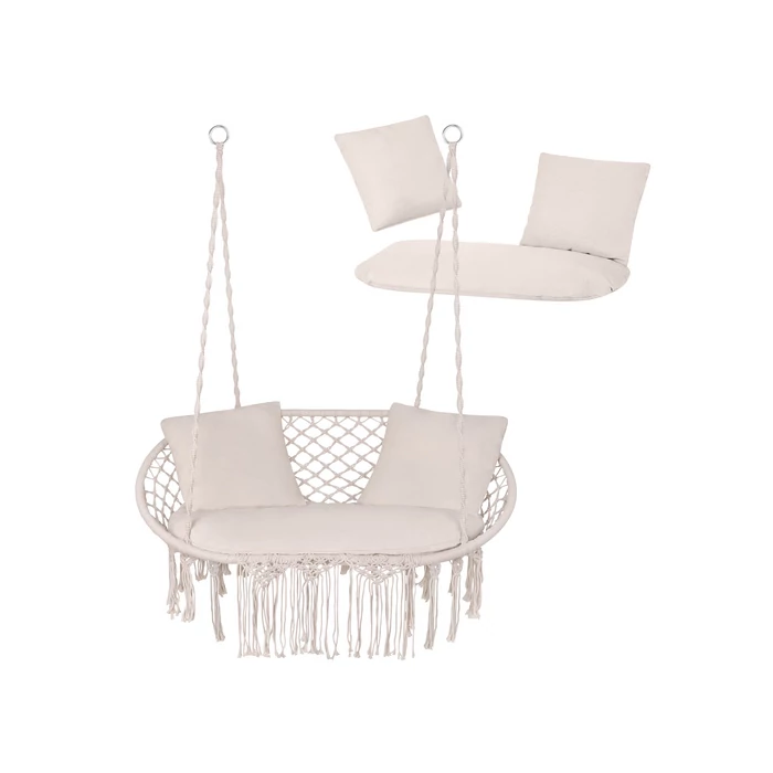 Dupla hintaágy párnaszett – 3 részes krémszínű