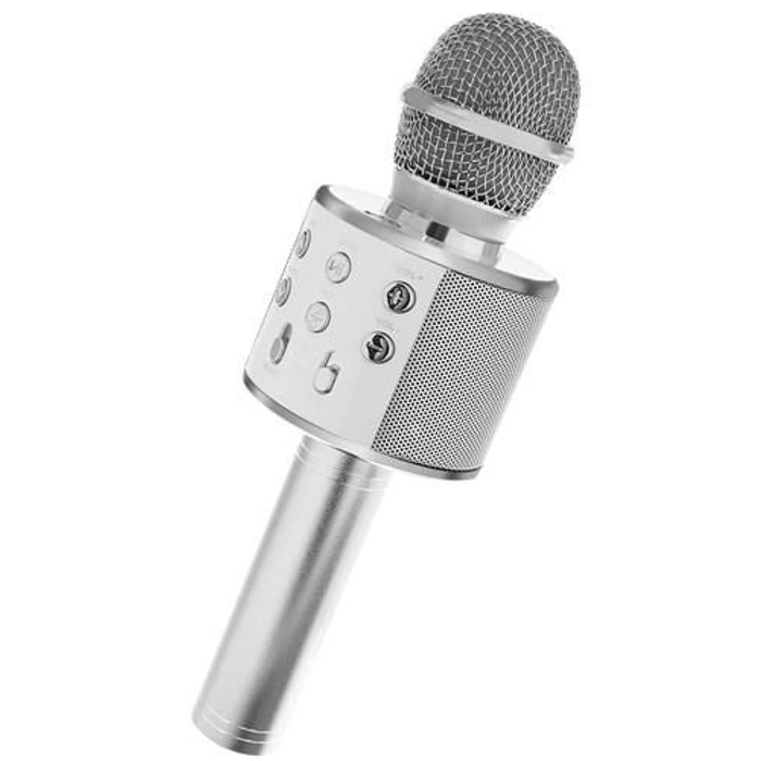 Vezeték nélküli karaoke mikrofon Bluetooth hangszóróval (ezüst)