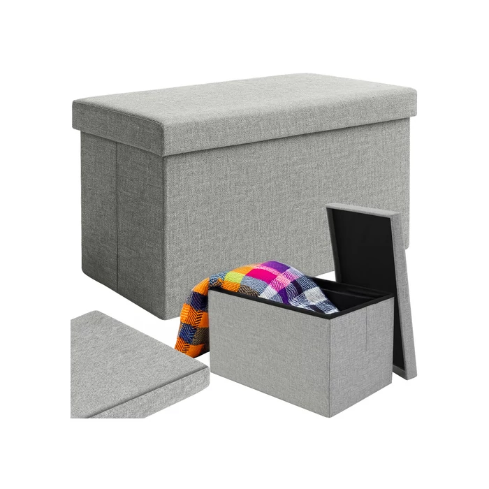 Puff tárolóval - szürke, 60x30x30cm