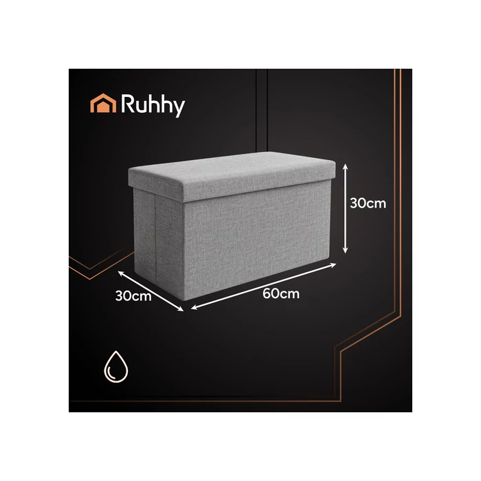 Puff tárolóval - szürke, 60x30x30cm