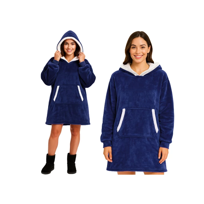 Óriás sötétkék kapucnis pulóver