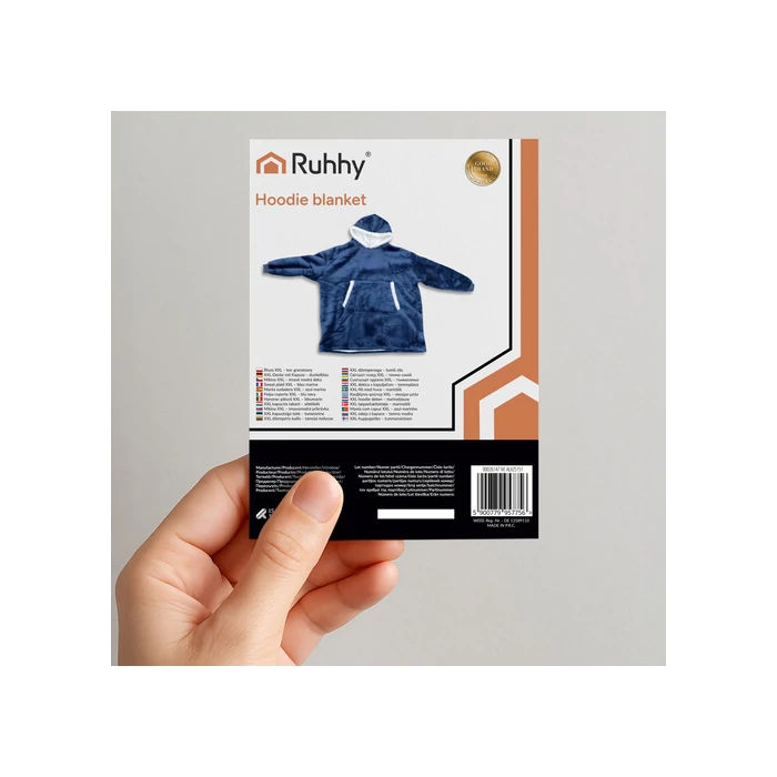 Óriás sötétkék kapucnis pulóver