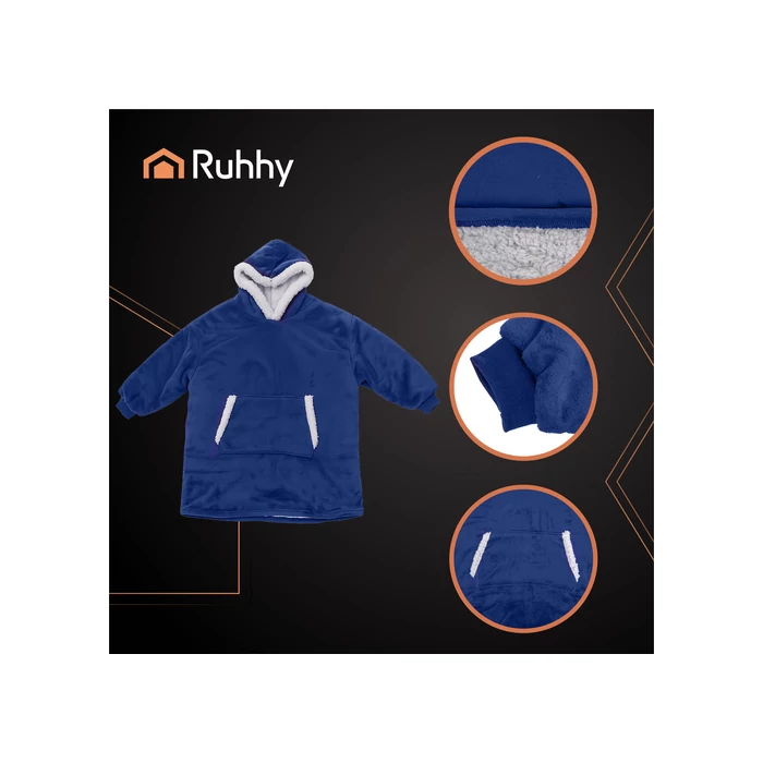 Óriás sötétkék kapucnis pulóver