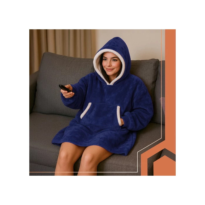 Óriás sötétkék kapucnis pulóver