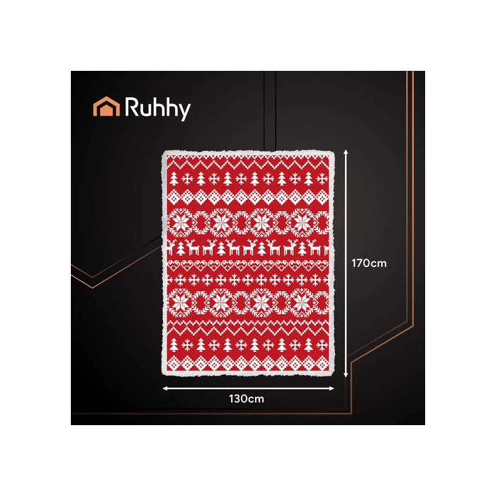 RUHHY Kétszínű Karácsonyi Pléd – 130×170 cm, Puha és Meleg Takaró