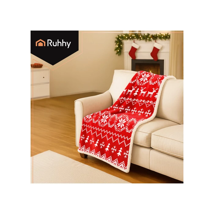 RUHHY Kétszínű Karácsonyi Pléd – 130×170 cm, Puha és Meleg Takaró