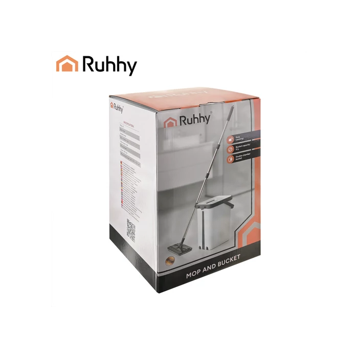 Kétkamrás felmosó szett 11 L vödörrel és mopfejekkel