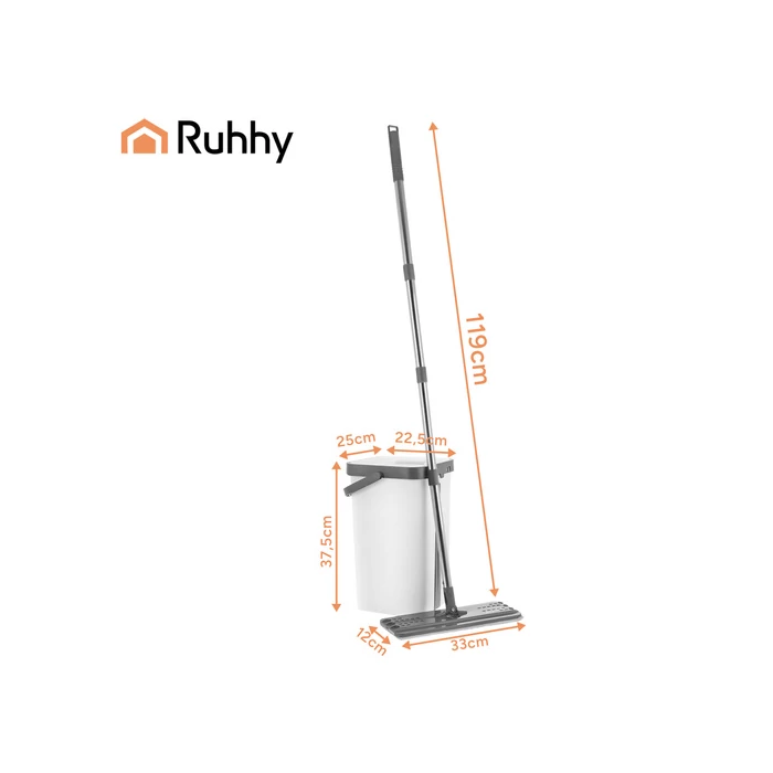 Kétkamrás felmosó szett 11 L vödörrel és mopfejekkel