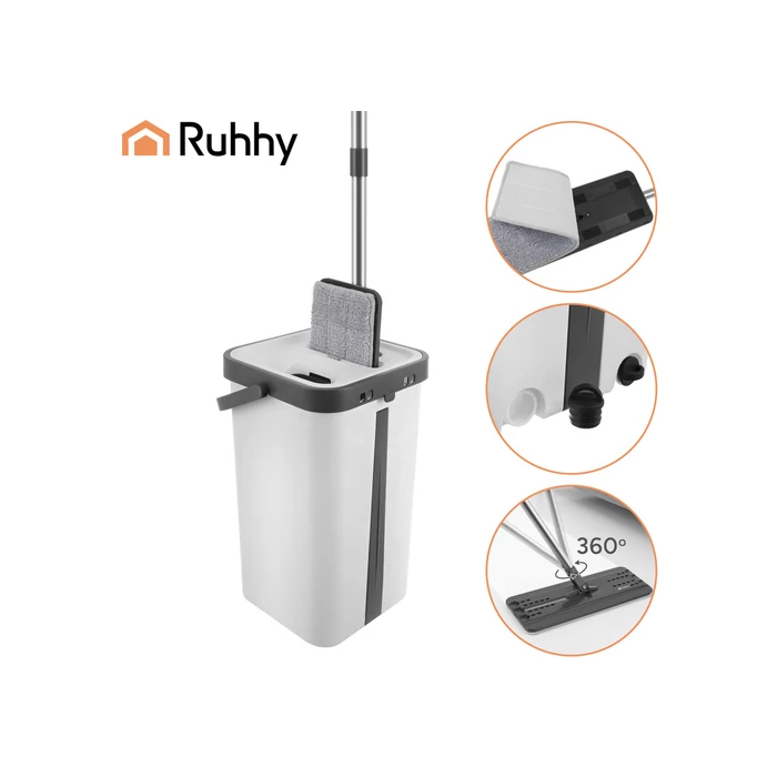 Kétkamrás felmosó szett 11 L vödörrel és mopfejekkel