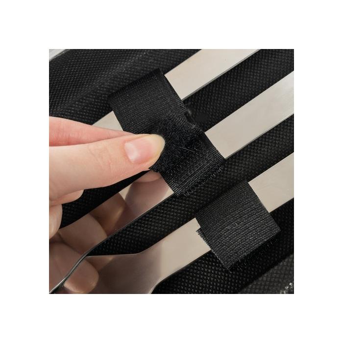 Rozsdamentes acél grill eszközök hordtáskában