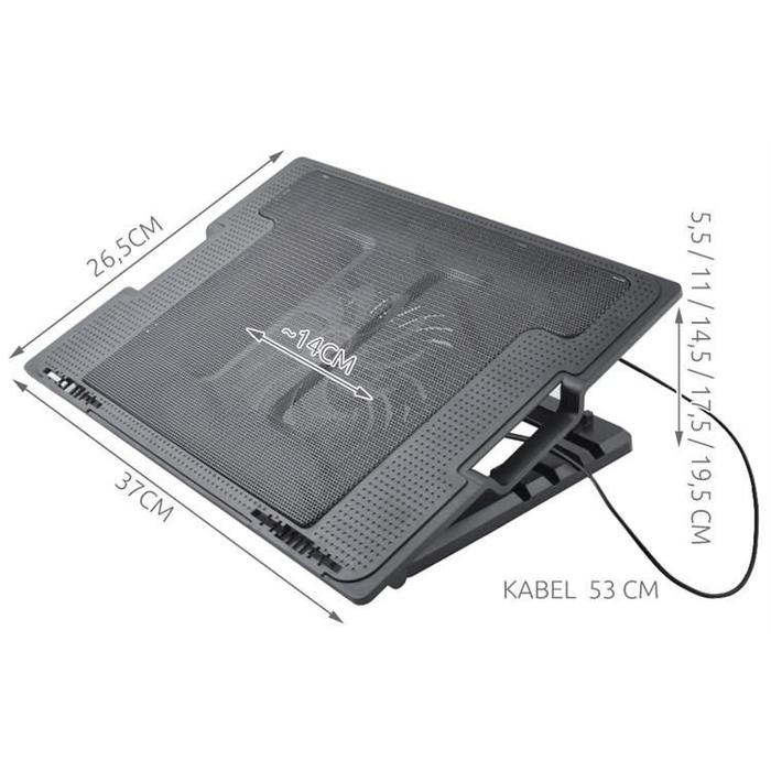 Állítható dőlésszögű laptop tartó beépített ventilátorral