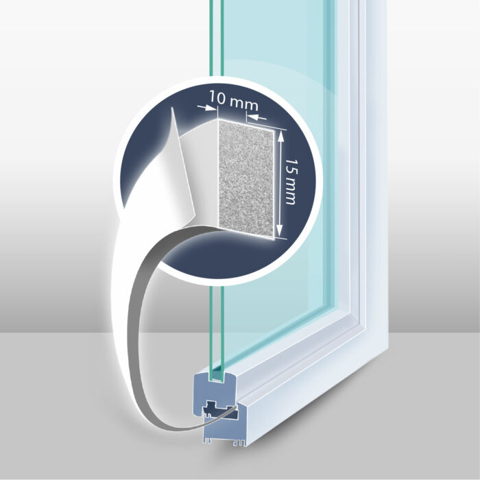 Öntapadós ajtó- ablakszigetelő habszalag (5 m, fehér 15 mm)