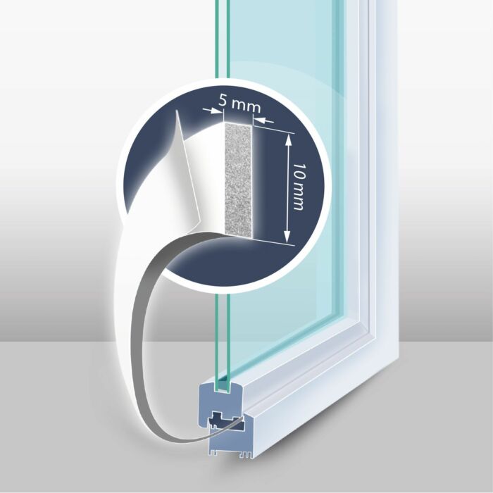 Öntapadós ajtó- ablakszigetelő habszalag (6 m, fehér 10 mm)