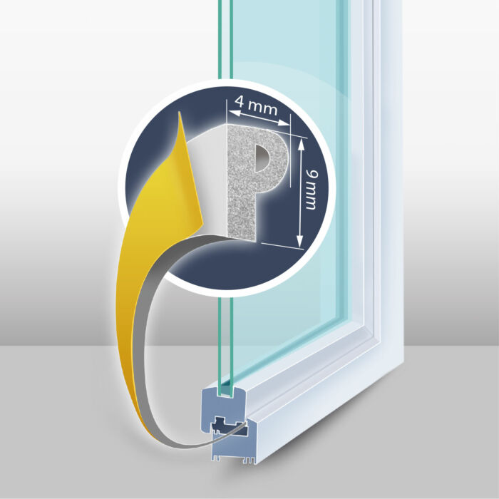 Öntapadós ajtó- ablakszigetelő (P profil, 6 m, fehér 9 mm)