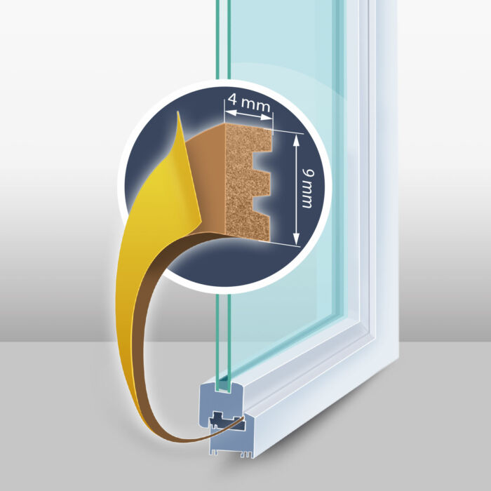 Öntapadós ajtó- ablakszigetelő (E profil, 6 m, barna 9 mm)