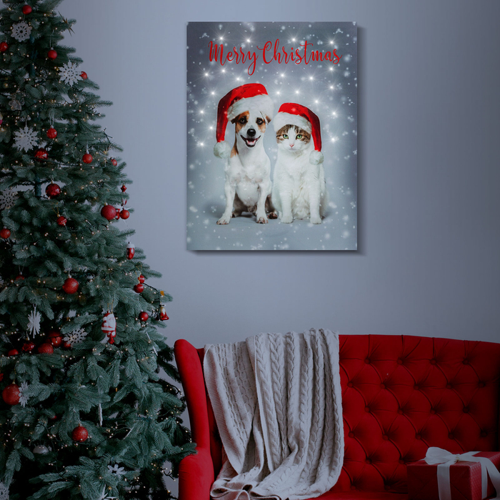 Karácsonyi LED-es hangulatkép fali akasztóval (2 x AA, 30 x 40 cm)
