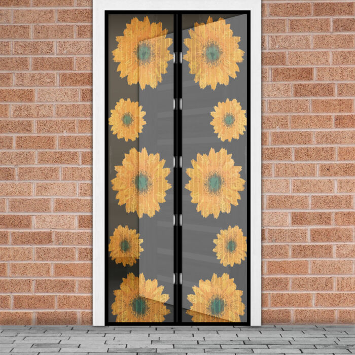 Mágneses szúnyogháló függöny ajtóra (100 x 210 cm,  napraforgós)