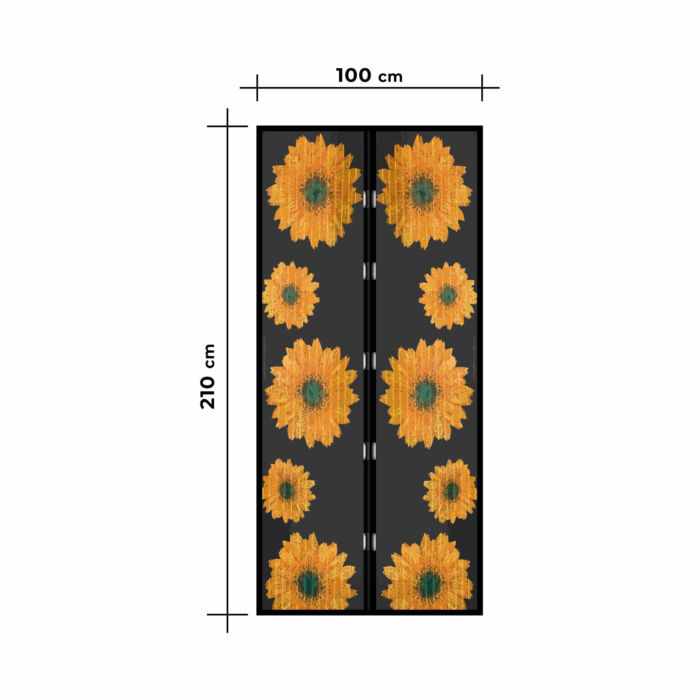 Mágneses szúnyogháló függöny ajtóra (100 x 210 cm,  napraforgós)