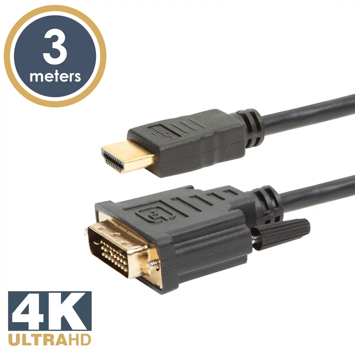 DVI-D / HDMI kábel · 3 m, aranyozott csatlakozóval