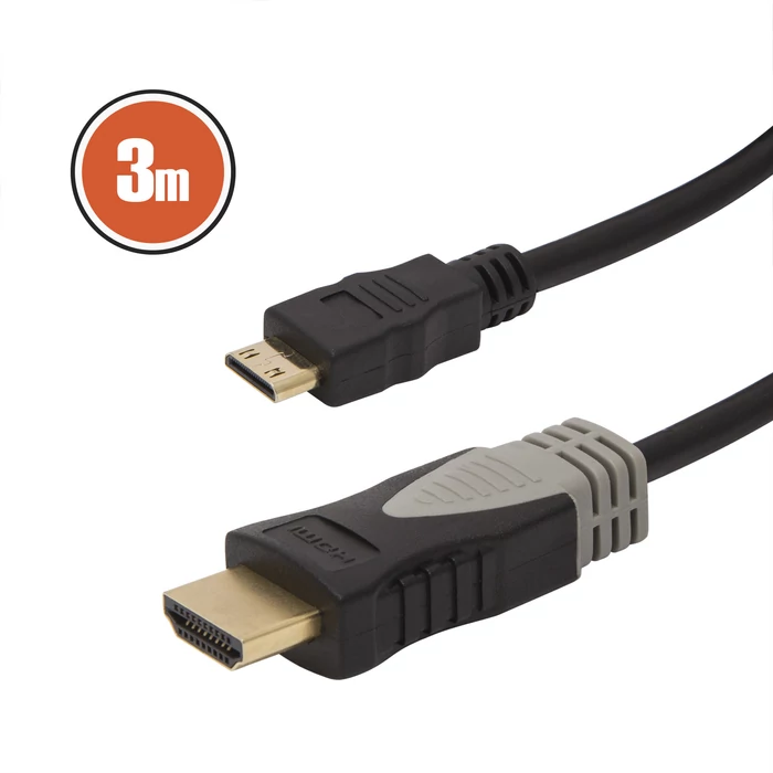 Mini HDMI kábel, 3 m, aranyozott csatlakozóval